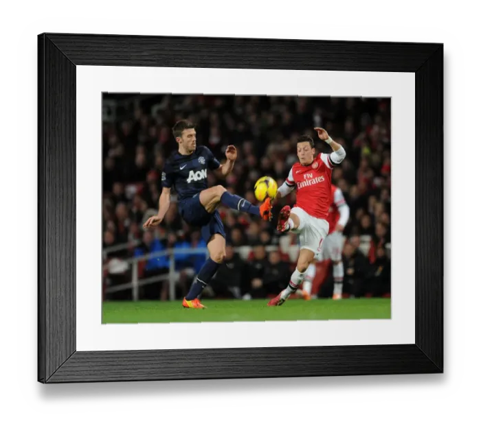 Framed Print : Clash of Midfield Maestros: Ozil vs Carrick (Arsenal vs Manchester United, 2013-14) Framed Print : Clash of Midfield Maestros: Ozil vs Carrick (Arsenal vs Manchester United, 2013-14)