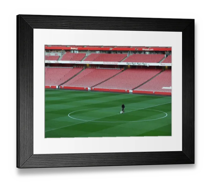 Framed Print : Arsenal vs Manchester United: Pre-Match Pitch Preparation at Emirates Stadium, 2014