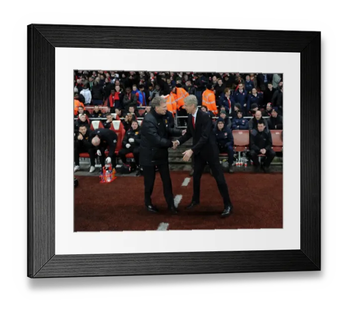 Framed Print : Arsene Wenger and David Moyes Pre-Match Handshake: Arsenal vs Manchester United, Premier League 2013-14