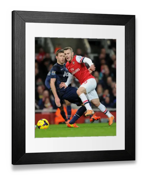 Framed Print : Jack Wilshere Outmaneuvers Michael Carrick: Arsenal vs Manchester United, Premier League 2013-14