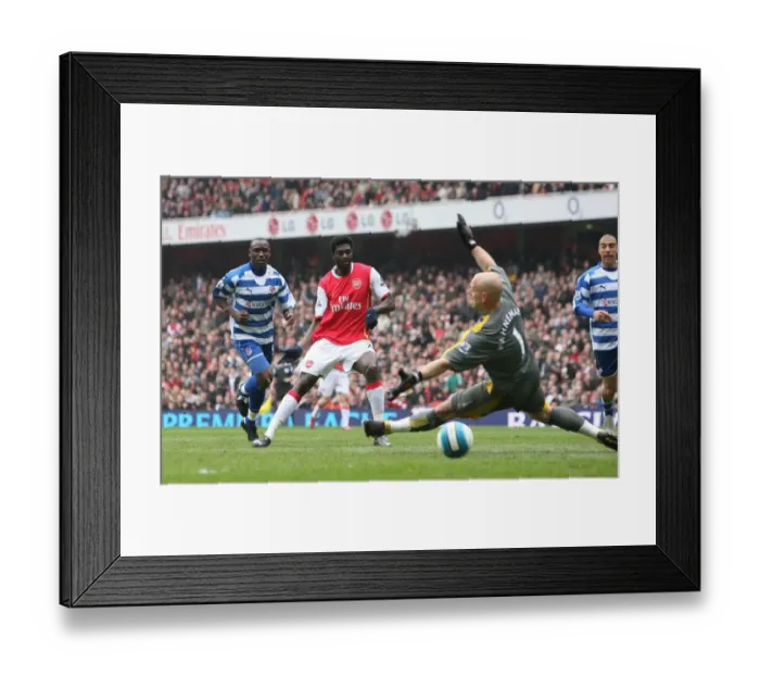 Framed Print : Adebayor Scores First Arsenal Goal Past Reading's Hahnemann