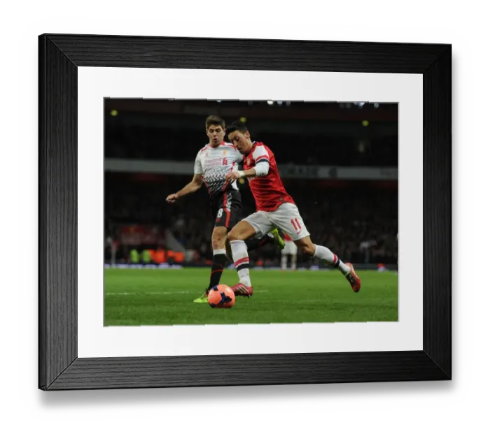 Framed Print : Mesut Ozil Outmaneuvers Steven Gerrard: Arsenal vs. Liverpool, FA Cup 2013-14