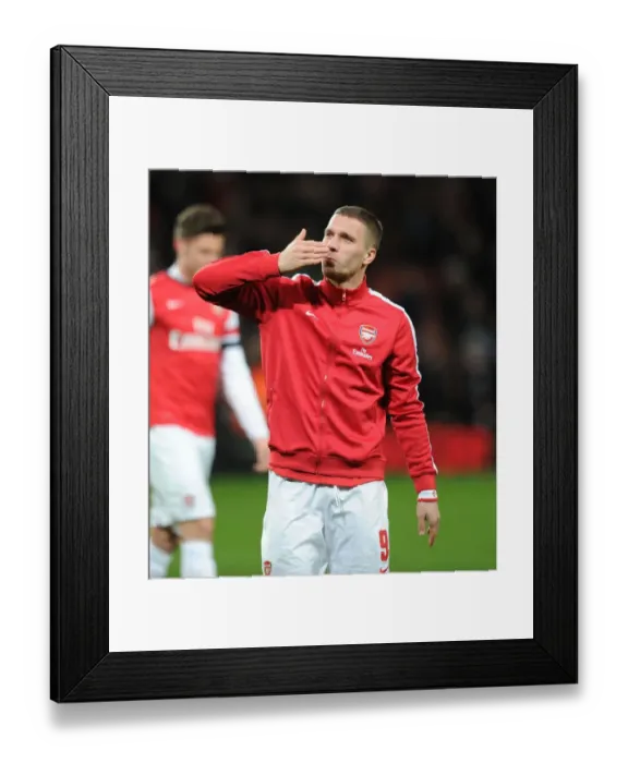 Framed Print : Arsenal's Podolski Celebrates FA Cup Victory over Liverpool