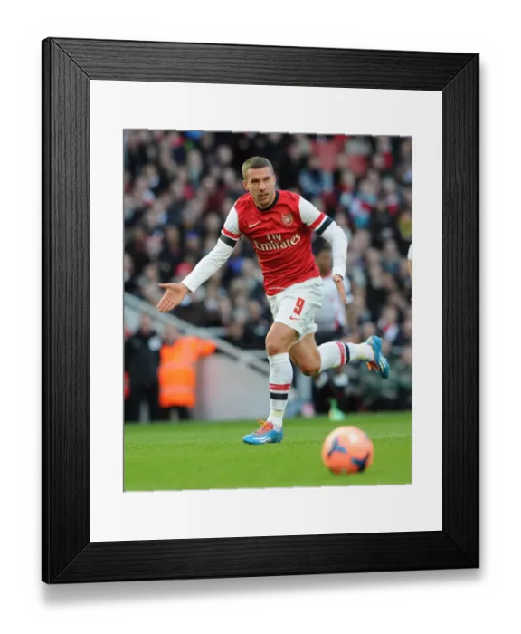 Framed Print : Lukas Podolski in Action: Arsenal vs Liverpool, FA Cup 2013-14