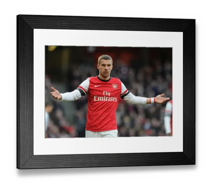 Framed Print : Lukas Podolski in FA Cup Action: Arsenal vs. Liverpool, 2014