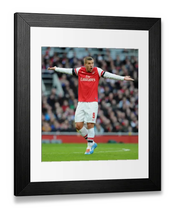 Framed Print : Lukas Podolski in FA Cup Action: Arsenal vs. Liverpool, 2014