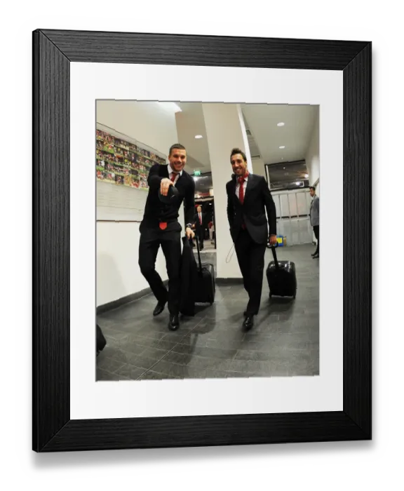 Framed Print : Arsenal FC: Lukas Podolski and Santi Cazorla Prepare for FA Cup Clash Against Liverpool