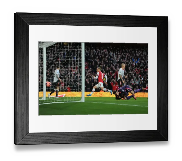Framed Print : Arsenal vs Liverpool: Podolski Scores the Second in FA Cup Showdown