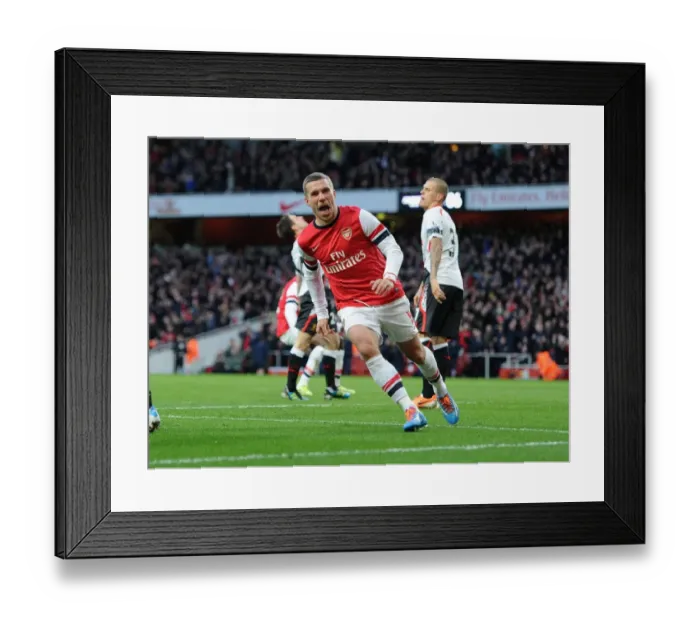 Framed Print : Lukas Podolski Scores Thrilling FA Cup Goal Against Liverpool at Emirates Stadium Framed Print : Lukas Podolski Scores Thrilling FA Cup Goal Against Liverpool at Emirates Stadium