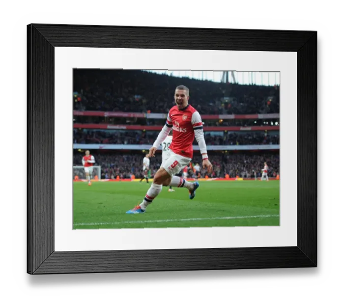 Framed Print : Lukas Podolski's Brace: Arsenal vs. Liverpool, FA Cup 2013-14