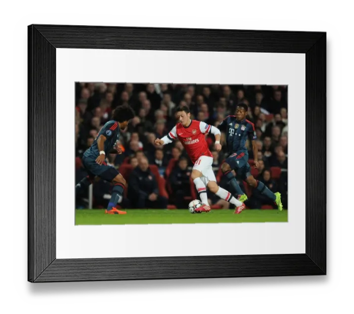 Framed Print : Mesut Ozil Clashes with Dante and David Alaba in Arsenal vs. Bayern Munich UCL Showdown Framed Print : Mesut Ozil Clashes with Dante and David Alaba in Arsenal vs. Bayern Munich UCL Showdown