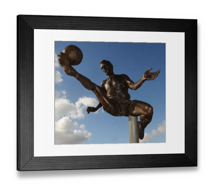 Framed Print : Dennis Bergkamp Statue Unveiled at Arsenal Stadium: Arsenal vs Sunderland, Premier League 2013-14
