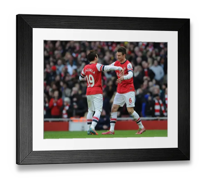 Framed Print : Arsenal's Koscielny and Cazorla Celebrate Goals Against Sunderland, 2014 Framed Print : Arsenal's Koscielny and Cazorla Celebrate Goals Against Sunderland, 2014