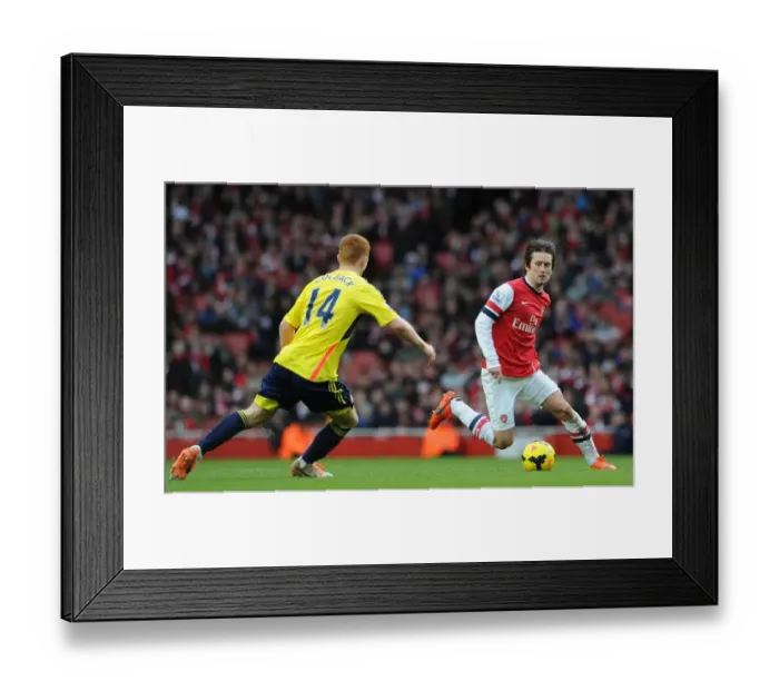 Framed Print : Arsenal's Rosicky Clashes with Sunderland's Colback in Premier League Showdown Framed Print : Arsenal's Rosicky Clashes with Sunderland's Colback in Premier League Showdown