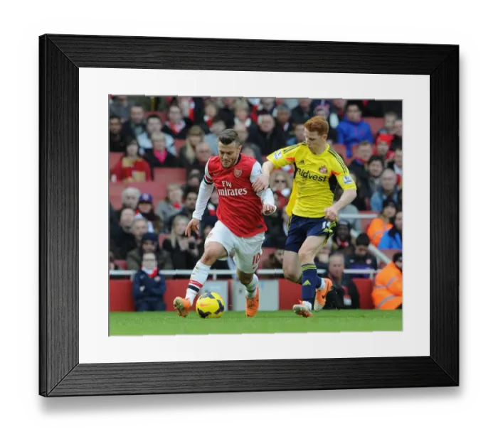 Framed Print : Jack Wilshere Outmaneuvers Jack Colback: Arsenal vs Sunderland, Premier League 2013-14