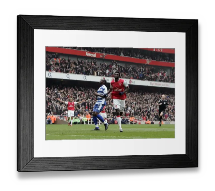 Framed Print : Emmanuel Adebayor celebrates scoring Arsenals 1st goal