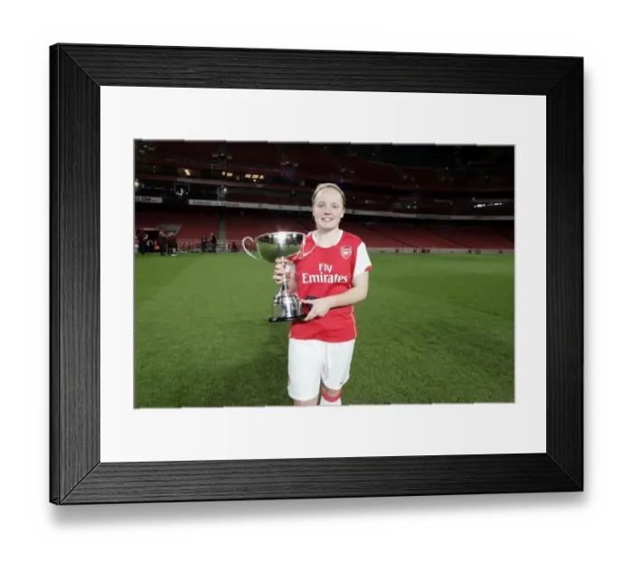 Framed Print : Kim Little (Arsenal) with the Premier League Trophy
