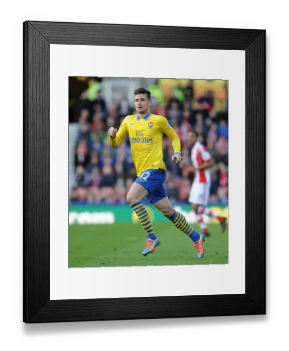 Framed Print : Olivier Giroud in Action: Arsenal vs Stoke City, Premier League 2013-14