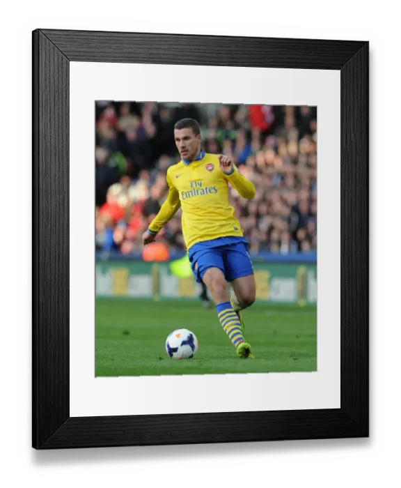 Framed Print : Lukas Podolski in Action: Arsenal vs. Stoke City, Premier League 2013-14