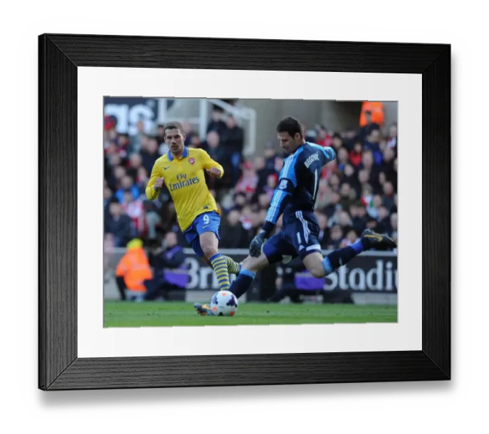 Framed Print : Lukas Podolski Closes In on Asmir Begovic: Intense Moment from Stoke City vs Arsenal (2013-14) Framed Print : Lukas Podolski Closes In on Asmir Begovic: Intense Moment from Stoke City vs Arsenal (2013-14)