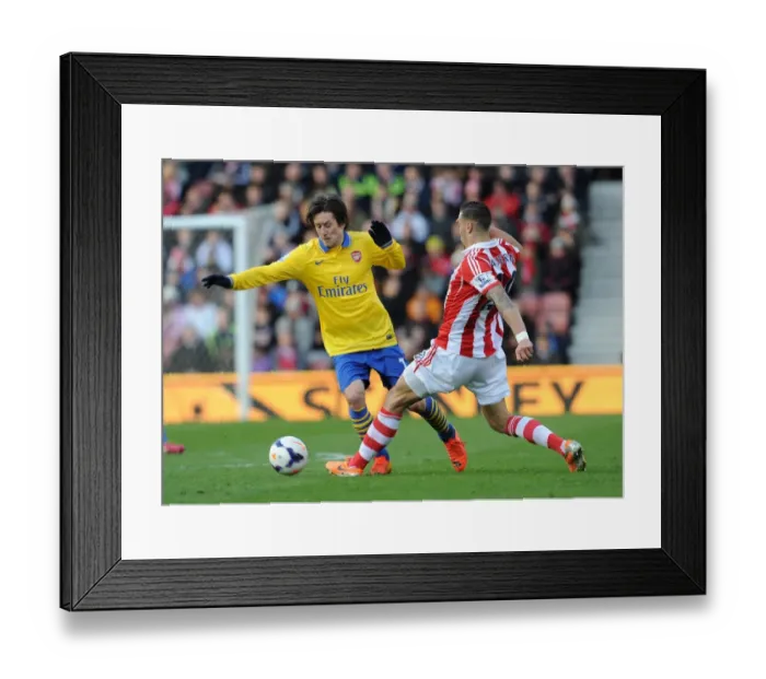 Framed Print : Clash of Midfielders: Rosicky vs. Cameron - Arsenal vs. Stoke City, Premier League 2013-14
