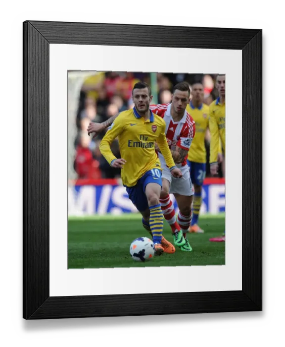 Framed Print : Battle in the Midfield: Jack Wilshere vs Marko Arnautovic, Premier League 2013-14