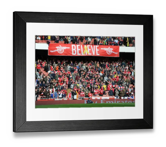 Framed Print : Arsenal fans banner. Arsenal 4: 1 Everton. FA Cup 6th Round. Emirates Stadium, 8 / 3 / 14 Framed Print : Arsenal fans banner. Arsenal 4: 1 Everton. FA Cup 6th Round. Emirates Stadium, 8 / 3 / 14
