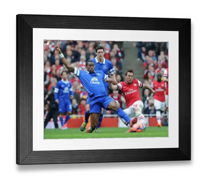 Framed Print : Arsenal's Santi Cazorla vs. Everton's Sylvain Distin: A FA Cup Quarter-Final Battle