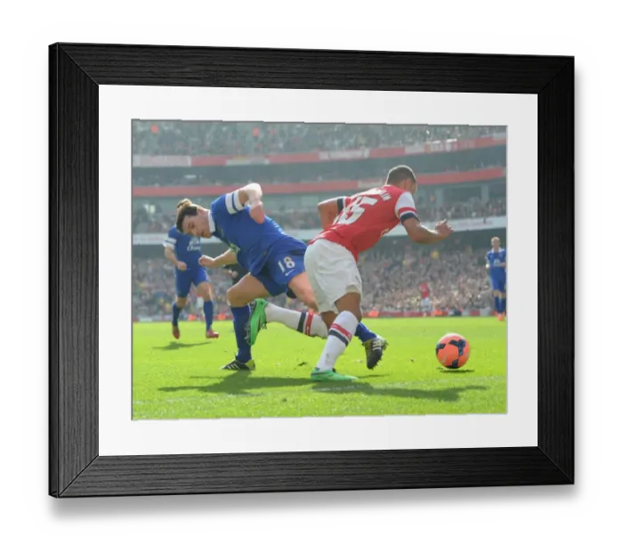 Framed Print : Arsenal vs. Everton: Oxlade-Chamberlain Fouled by Barry in FA Cup Quarter-Final