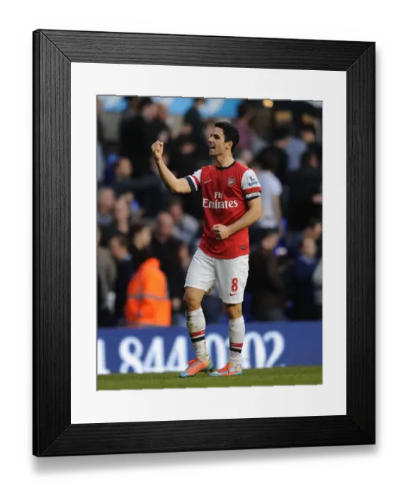 Framed Print : Mikel Arteta Celebrates Arsenal's Victory over Tottenham Hotspur in the Premier League, 2014