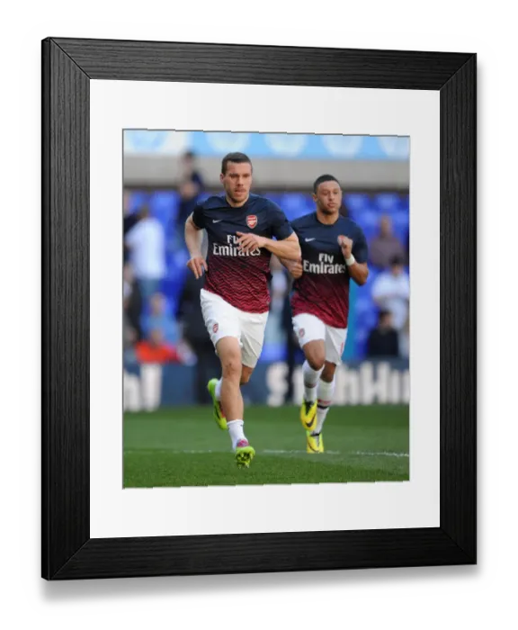 Framed Print : Lukas Podolski: Arsenal Star's Pre-Match Focus at White Hart Lane (Tottenham Hotspur vs Arsenal, Premier League 2013-14)