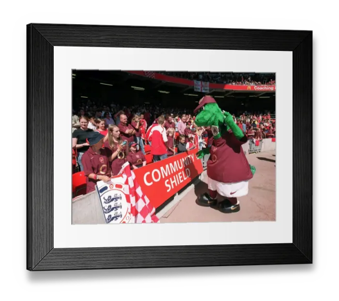 Framed Print : Gunner with the fans before the match. Arsenal 1: 2 Chelsea. FA Community Shield