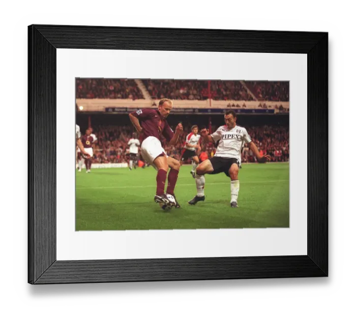 Framed Print : Dennis Bergkamp Scores Against Steed Malbranque: Arsenal's 4-1 Victory Over Fulham in the FA Premier League, August 2005 Framed Print : Dennis Bergkamp Scores Against Steed Malbranque: Arsenal's 4-1 Victory Over Fulham in the FA Premier League, August 2005