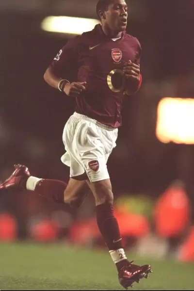 Arsenal's Gael Clichy Celebrates in Arsenal Stadium After Securing a 4-1 Victory Over Fulham in the FA Premier League, 2005