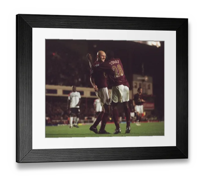 Framed Print : Pascal Cygan celebrates scoring his 2nd and Arsenals 4th goal with Kolo Toure Framed Print : Pascal Cygan celebrates scoring his 2nd and Arsenals 4th goal with Kolo Toure