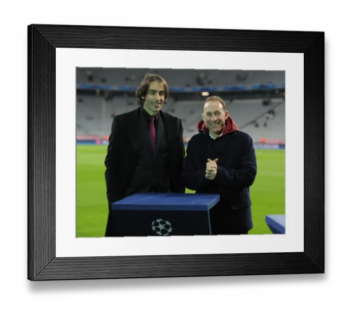 Framed Print : Former Bayern Munich and Arsenal Stars, Robert Pires and Jean-Pierre Papin, Reunite Ahead of Champions League Showdown Framed Print : Former Bayern Munich and Arsenal Stars, Robert Pires and Jean-Pierre Papin, Reunite Ahead of Champions League Showdown