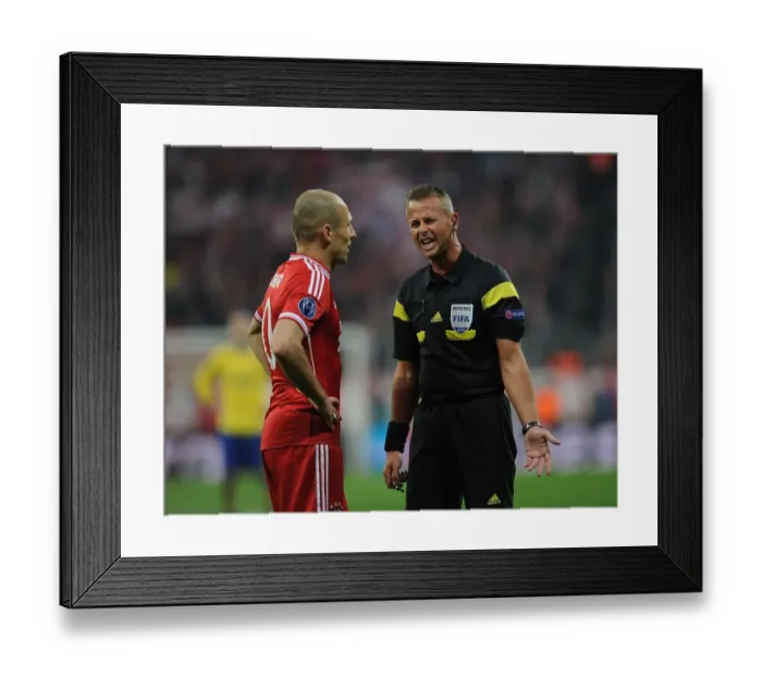 Framed Print : Champions League Showdown: Moen Referees Tense Encounter Between Bayern Munich and Arsenal Framed Print : Champions League Showdown: Moen Referees Tense Encounter Between Bayern Munich and Arsenal