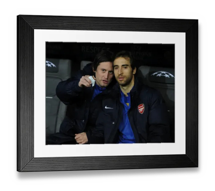 Framed Print : Arsenal Substitutes Rosicky and Flamini Before Bayern Munich Clash in Champions League