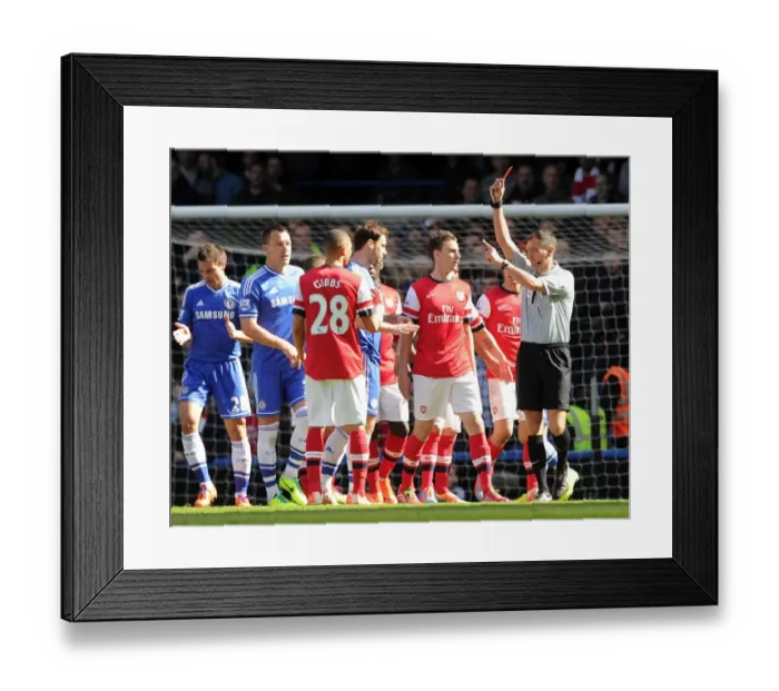 Framed Print : Red Card Drama: Gibbs Dismissed as Chelsea Edge Past Arsenal in Premier League Clash