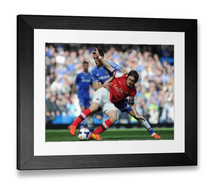 Framed Print : Clash of Midfielders: Rosicky vs. Matic - Chelsea vs. Arsenal, Premier League 2013-14