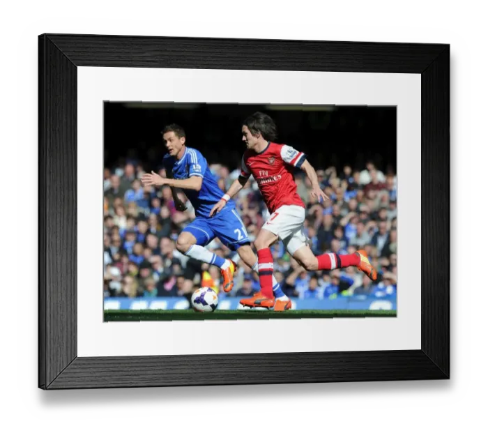 Framed Print : Clash of Midfield Titans: Rosicky vs. Matic - A Battle of Premier League 2013-14: Chelsea vs. Arsenal