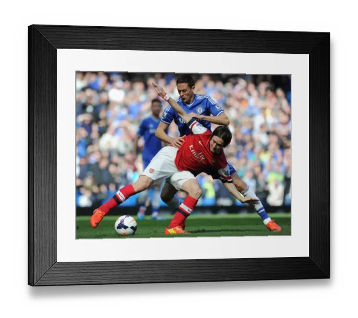 Framed Print : Clash of Midfield Titans: Rosicky vs. Matic (Chelsea vs. Arsenal, 2013-14) - Battle at Stamford Bridge