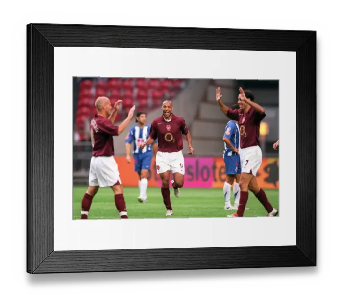 Framed Print : Arsenal's Triumph: Henry, Pires, Ljungberg Celebrate Win Against Porto at the Amsterdam Tournament (2005)