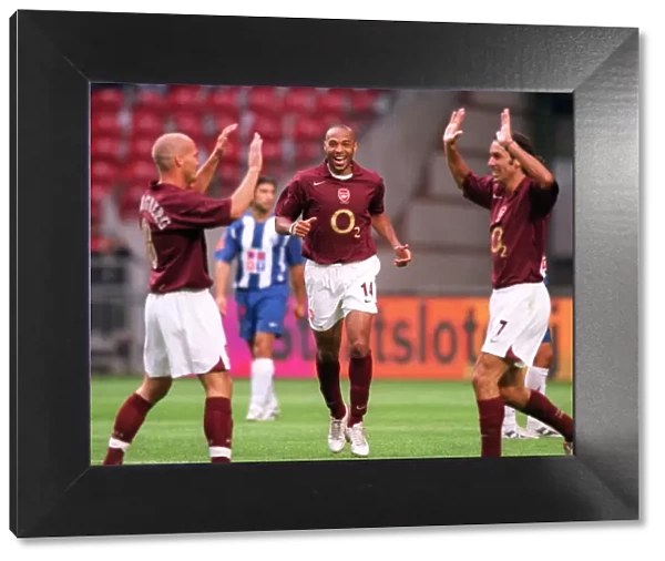 Thierry Henry, Robert Pires, and Freddie Ljungberg: Celebrating a Goal for Arsenal against Porto at the Amsterdam Tournament (2005)