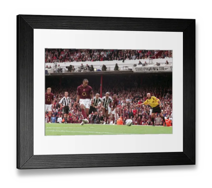 Framed Print : Thierry Henry Scores Penalty: Arsenal 2-0 Newcastle United, FA Premier League, 2005