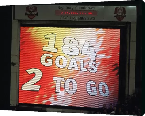 The Jumbo Tron lets Thierry Henry (Arsenal) he only needs two more goal to break Ian Wrights record