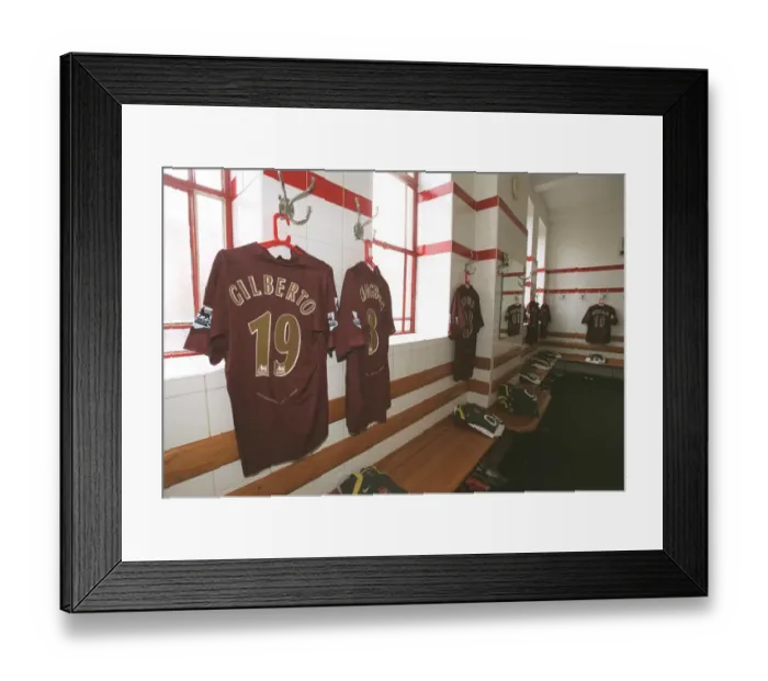 Framed Print : Arsenal's Victory: Arsenal FC Changing Room after Securing a 2-0 Win over Newcastle United in the FA Premier League at Highbury, London (2005) Framed Print : Arsenal's Victory: Arsenal FC Changing Room after Securing a 2-0 Win over Newcastle United in the FA Premier League at Highbury, London (2005)