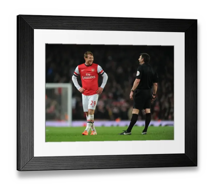 Framed Print : Arsenal's Kim Kallstrom Argues with Referee Lee Probert During Arsenal v Swansea City Match Framed Print : Arsenal's Kim Kallstrom Argues with Referee Lee Probert During Arsenal v Swansea City Match