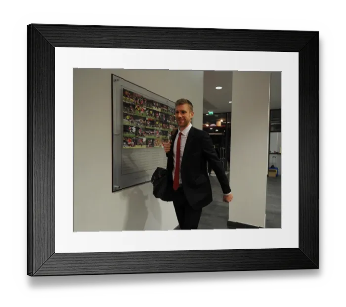Framed Print : Per Mertesacker (Arsenal) before the match. Arsenal 2: 2 Swansea City. Barclays Premier League