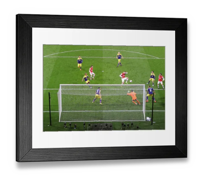 Framed Print : Lukas Podolski's Stunning Goal: Arsenal Opens Score Against Swansea City (2013-14)